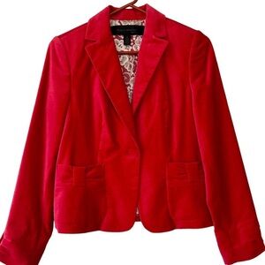 Apostrophe Velour Blazer Jacket Sz 16 Red